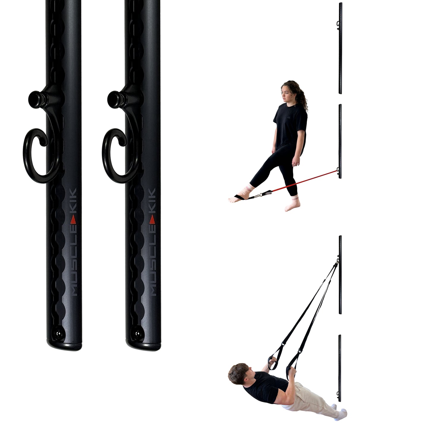 Muscle-Kik Aluminum Wall-Mounted Anchor Fitness System - Adjustable, Multi-Functional, Space Saving Home Gym / Double Set