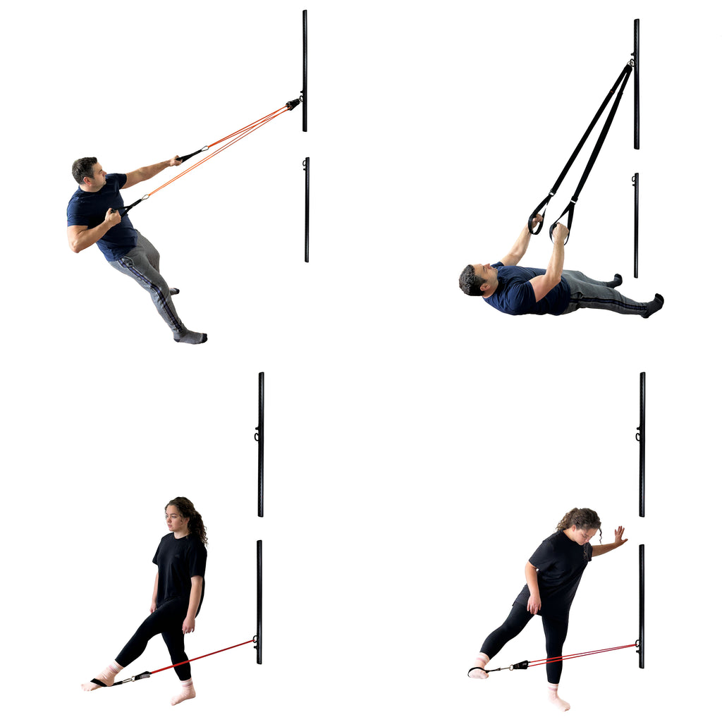 2) Double Black Aluminum Wall-Mounted Anchor Fitness System - Adjustable, Multi-Functional, Space Saving Home Gym Solution for Strength Training, Workout Goals | 100+ Exercises, Easy Installation, 300lbs Capacity