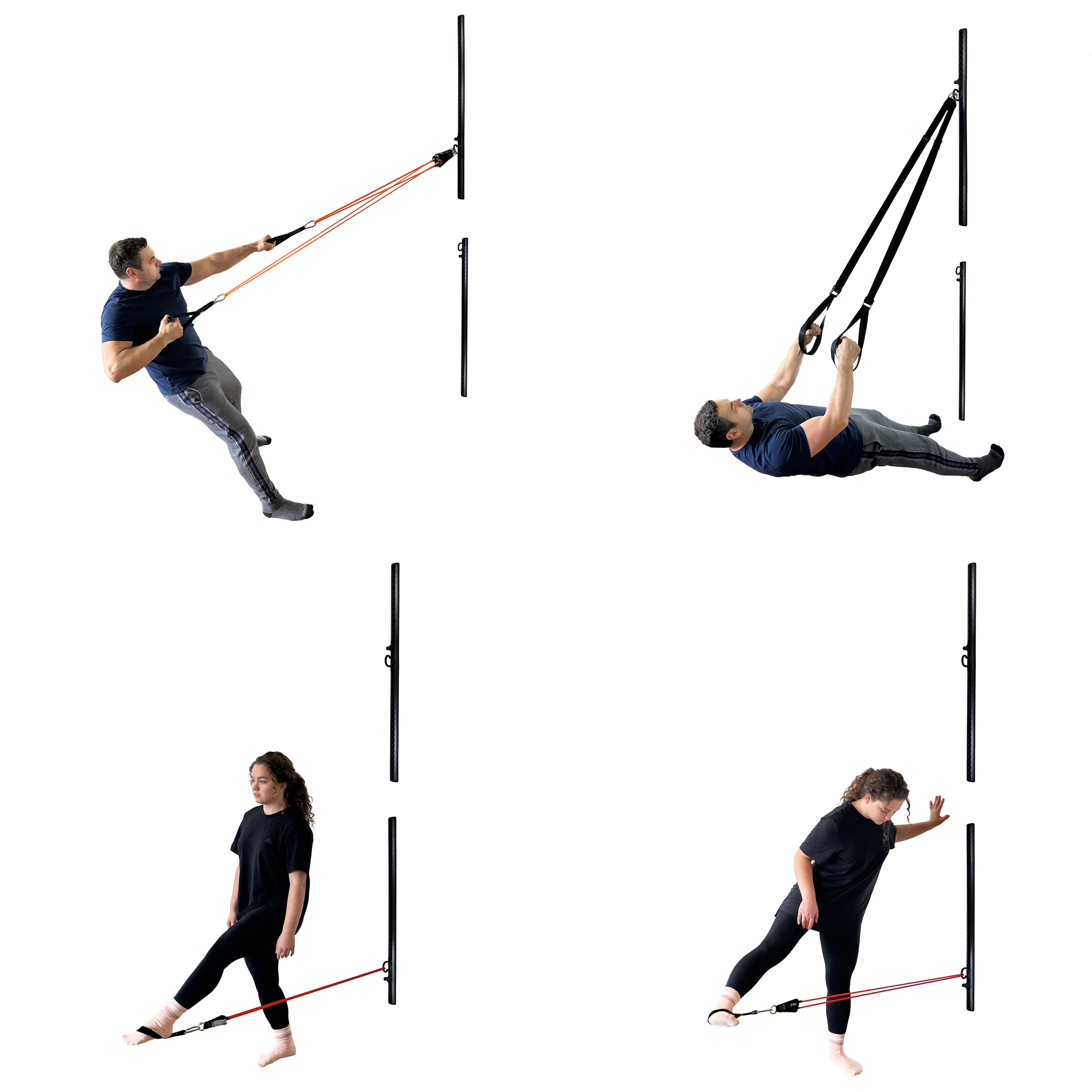 2) Double Black Aluminum Wall-Mounted Anchor Fitness System - Adjustable, Multi-Functional, Space Saving Home Gym Solution for Strength Training, Workout Goals | 100+ Exercises, Easy Installation, 300lbs Capacity