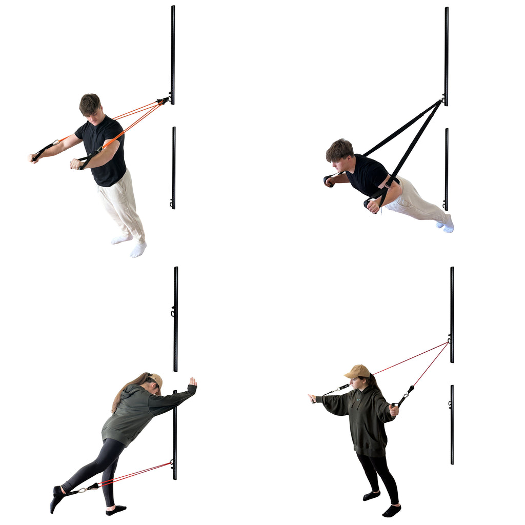2) Double Black Aluminum Wall-Mounted Anchor Fitness System - Adjustable, Multi-Functional, Space Saving Home Gym Solution for Strength Training, Workout Goals | 100+ Exercises, Easy Installation, 300lbs Capacity