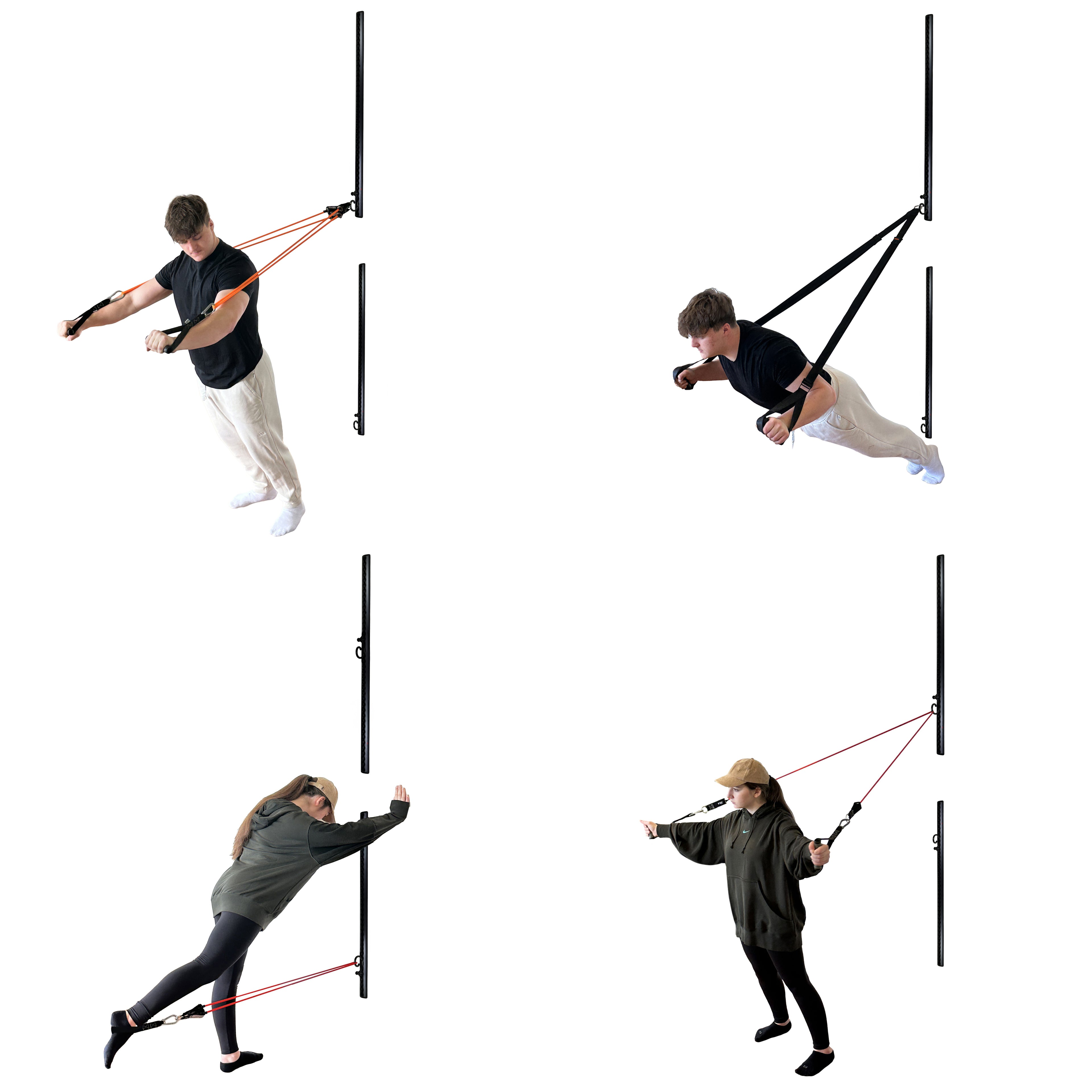 2) Double Black Aluminum Wall-Mounted Anchor Fitness System - Adjustable, Multi-Functional, Space Saving Home Gym Solution for Strength Training, Workout Goals | 100+ Exercises, Easy Installation, 300lbs Capacity