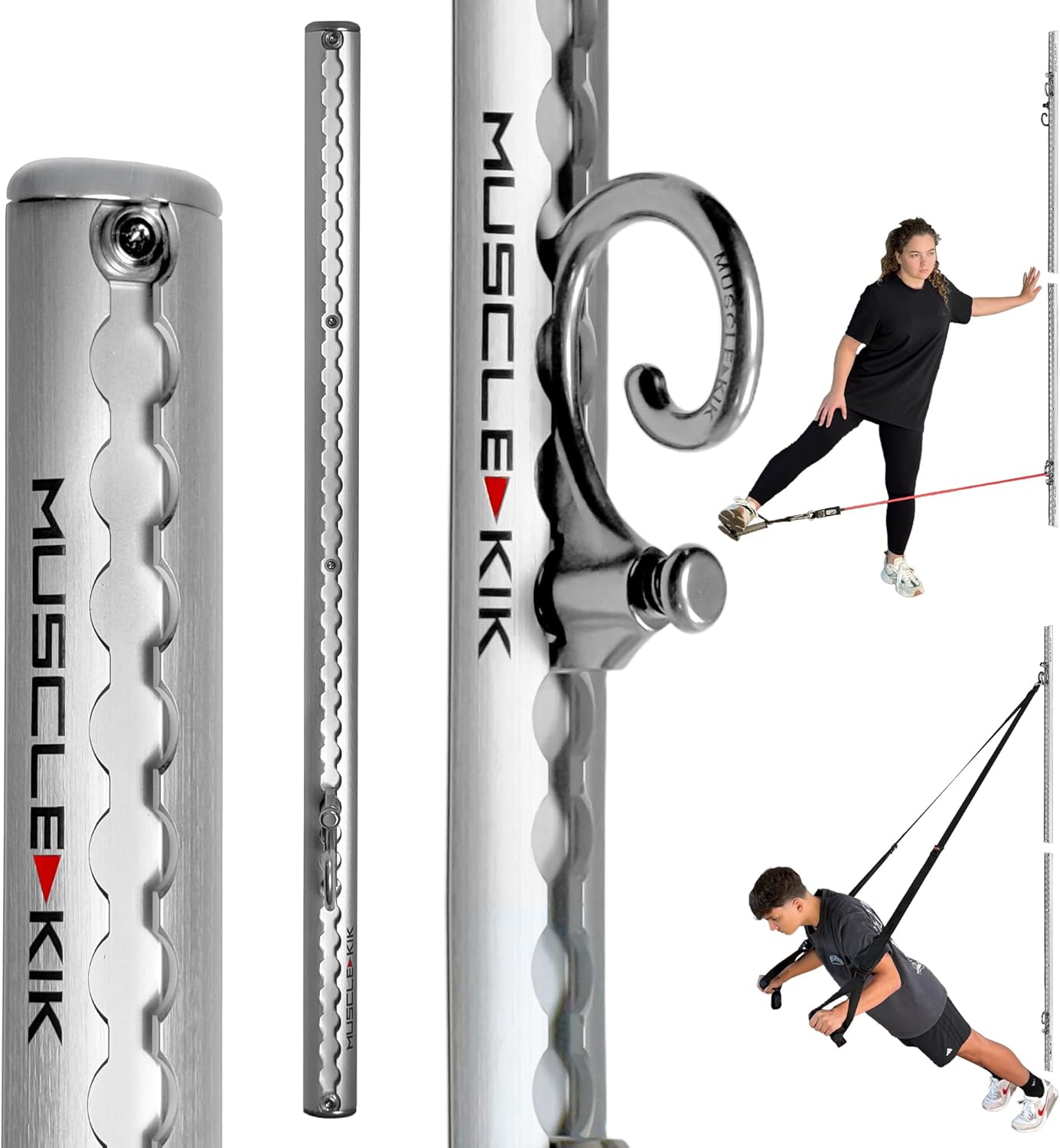 3) Single Silver Aluminum Wall-Mounted Anchor Fitness System - Adjustable, Multi-Functional, Space Saving Home Gym Solution for Strength Training, Workout Goals | 100+ Exercises, Easy Installation, 300lbs Capacity