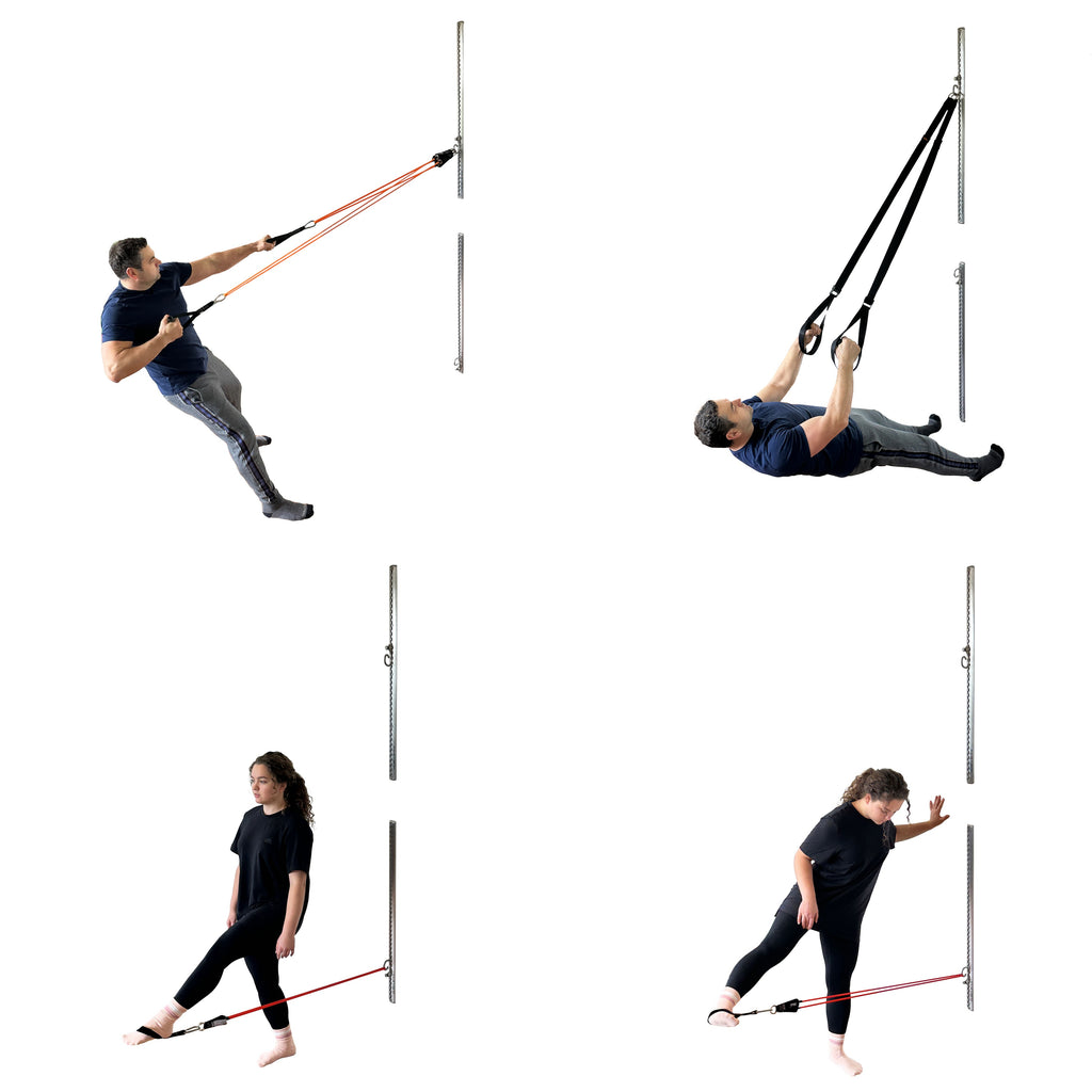 3) Single Silver Aluminum Wall-Mounted Anchor Fitness System - Adjustable, Multi-Functional, Space Saving Home Gym Solution for Strength Training, Workout Goals | 100+ Exercises, Easy Installation, 300lbs Capacity