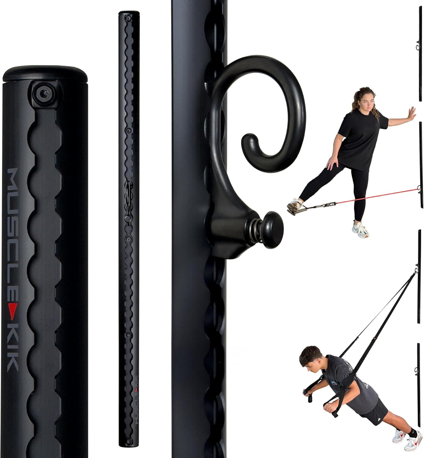 4) Single Black Aluminum Wall-Mounted Anchor Fitness System - Adjustable, Multi-Functional, Space Saving Home Gym Solution for Strength Training, Workout Goals | 100+ Exercises, Easy Installation, 300lbs Capacity